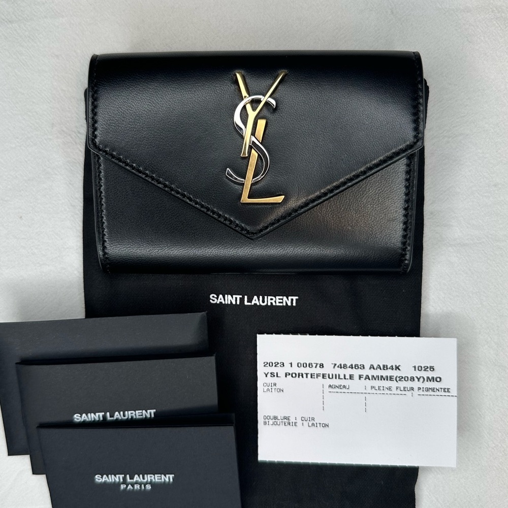 Saint Laurent Small Lambskin Leather Envelope Wallet
